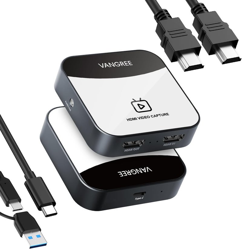 VANGREE Capture Card for Nintendo Switch, 4K Audio Video Capture Card, USB C 3.0 1080P 60FPS HDMI Recorder for Gaming/Live Streaming/Video Conference, Works for Nintendo Switch 2/PS5/Xbox/OBS/Camera/PC - Image 1